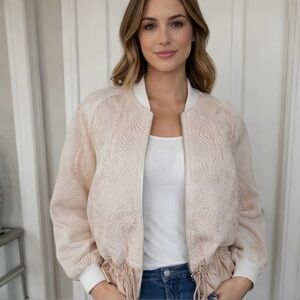 3.1 Phillip Lim Textured Cream Bomber Jacket